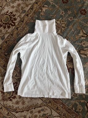 L.L. Bean White Long-Sleeve Turtleneck Top